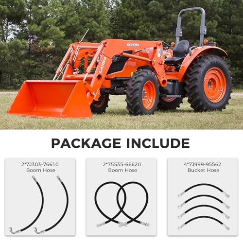 Hydraulic Hoses Kit Compatible with Kubota LA350A LA401 LA402 LA402-1, Replace for 7J303-76610/75535-66620/7J999-95562 Boom＆ Bucket Cylinder Hoses by JGMZTZT - Image 5