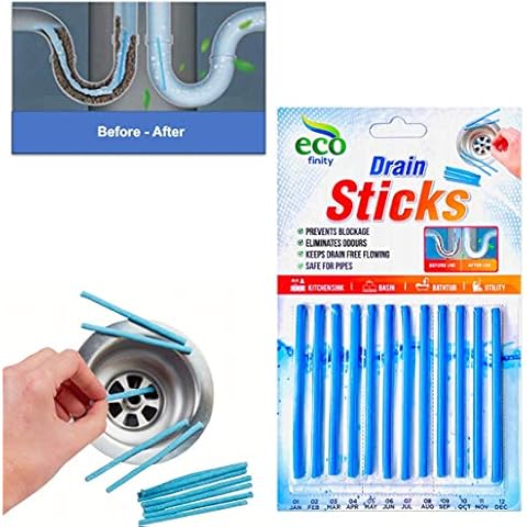 Zotti Drain Sticks | Pack of 12 | Enzyme Drain Cleaner | For Sink, Basin, Bathtub | Powerful Enzymatic Cleaner | Prevents Blockages and Bad Odour | Perfect for Grease, Fat, Food Residue Cover
