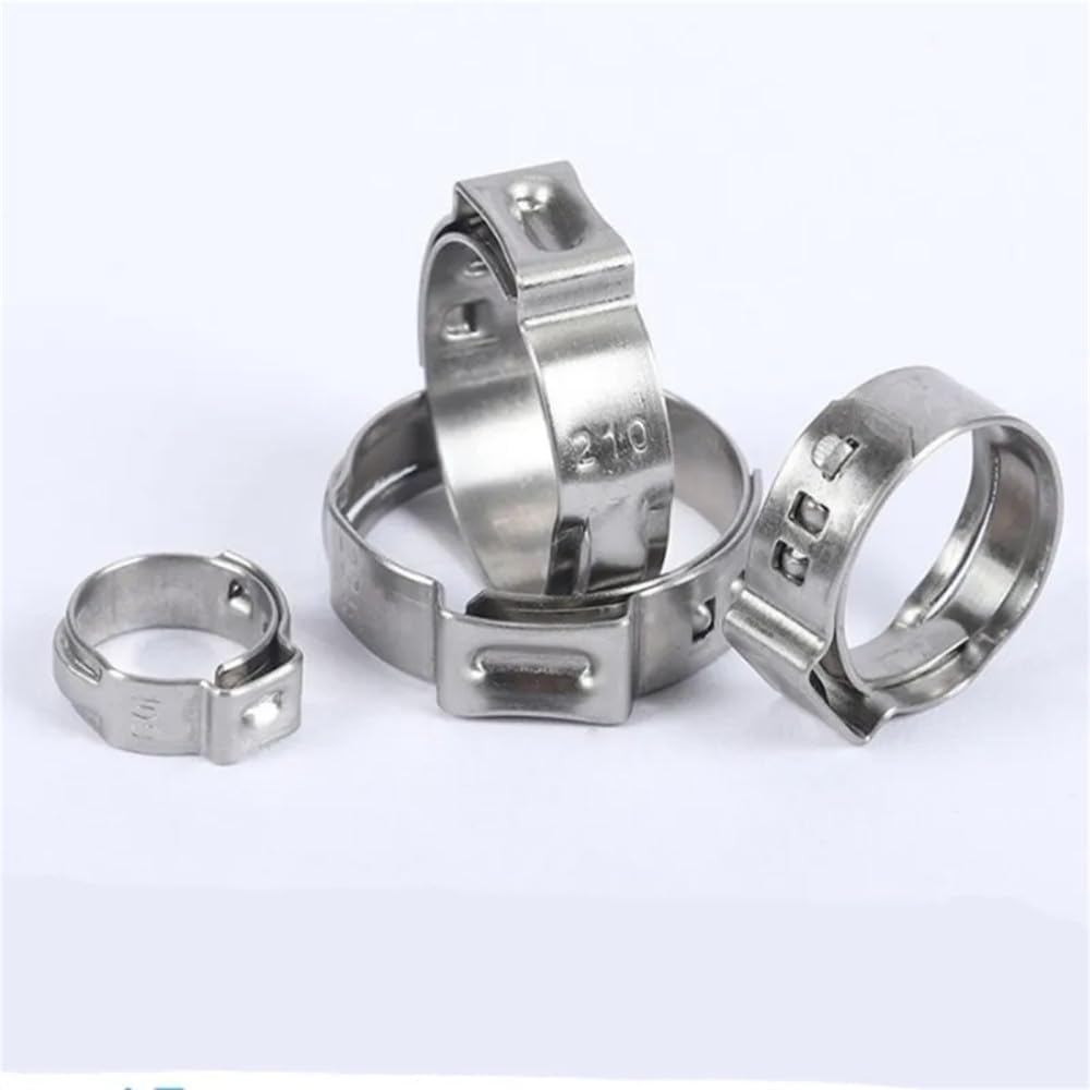 Pipe Clamp,Clamp Rings, 5-20pcs/lot 5.3mm to 50mm Pipe Clamp Stainless Steel 304 Single Ear Hose Clamps Assortment Kit Single,(13.7 16.2mm 10pcs)