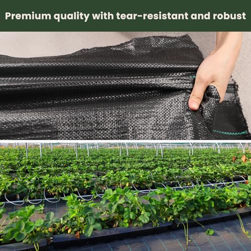 OUNUO 2mx10m Unkrautvlies Gartenvlies gegen Unkraut, Reißfestes Unkrautfolie Wasserdurchlässig Unkrautgewebe 90g/m², Rolle Bändchengewebe Hohe UV-Stabilisierung 6