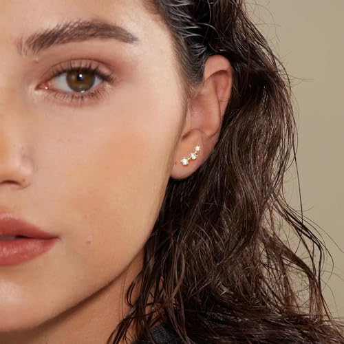 Elegant Gold Hoop Earrings Set for Women - 14K Gold Plated Hypoallergenic Huggie & Stud Earrings with Twisted CZ - 4 Pairs of Lightweight Fashion Jewelry - Image 5