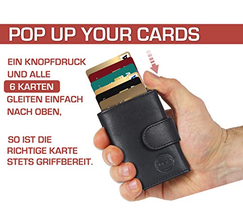 Manufaktur Nikita® Creditcardhouder van echt leer, portemonnee met RFID-bescherming, portemonnee voor 10 kaarten, voor dames en heren, met mooie geschenkdoos, Klein muntenvak, zwart, kleines Münzfach, - Image 8