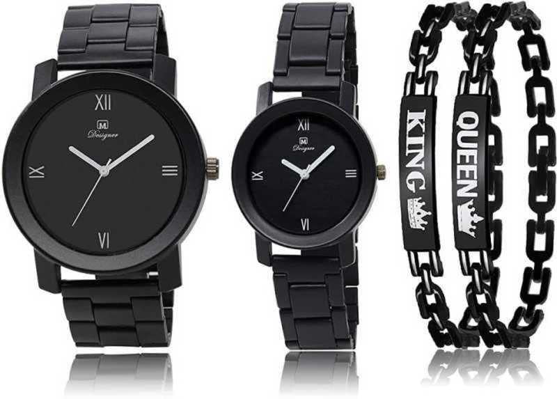 PIVOT Black Analogue Watch with King Queen Bracelet Metal Belt Watch for Men and Women, Metal Belt Watch for Couple, Couple Watch (B09RV7T6GS) Amazon Price History, Amazon Price Tracker