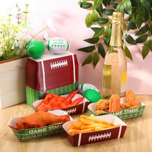 Yeaqee 50 Pcs 7" Football Hot Dog Trays Football Disposable Paper Trays Food Nacho Boats Game Day Football Serveware Football Theme Food Tray Snack Party Baskets - Image 8