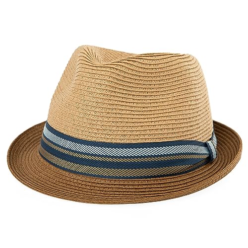 Comhats Straw Hats for Men UK Summer Trendy Trilby Fedora Panama Hat for Holiday Beach Sun Hats for Swimming Khaki XL