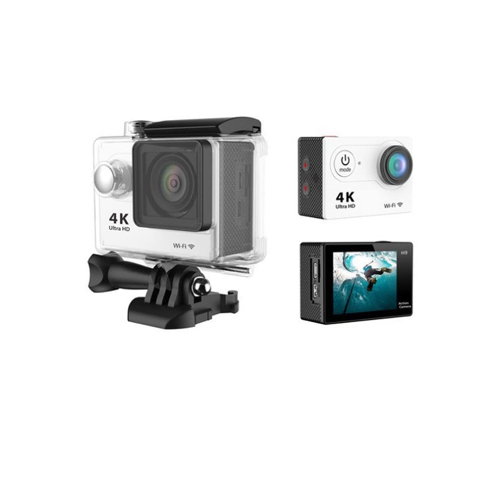 Kamera akcji, Kamera podwodna Ultra HD H9R 12MP 2 cale LCD 30M wodoodporna 170D pilot zdalnego sterowania kask rowerowa kamera wideo Outdoor kamera sportowa Płynna stabilizacja(H9 0ption2,1)