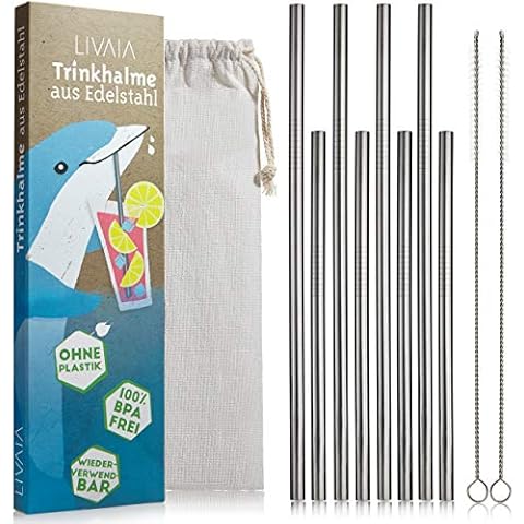 Juego de pajitas de acero inoxidable reutilizables LIVAIA Cover