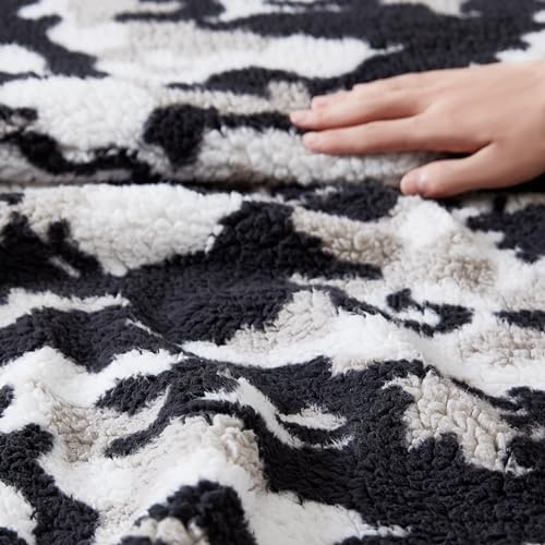 Jeté de lit Sherpa chaud couverture réversible grise 127x152cm
