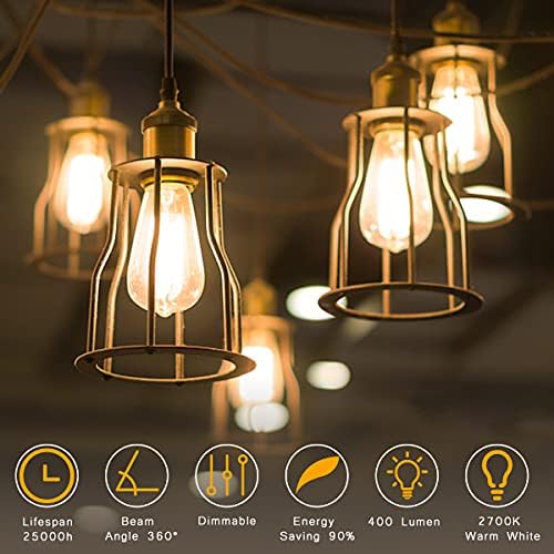 SUPHOSMT Vintage Edison Light Bulbs,B22 Dimmable LED Bulb Bayonet Cap Filament Bulbs,ST64 Amber Glass CRI 90+ Decorative Bulbs,No Flicker Retro Bayonet Bulbs,4W(40W Equivalent) Warm White 2700K-3PACK