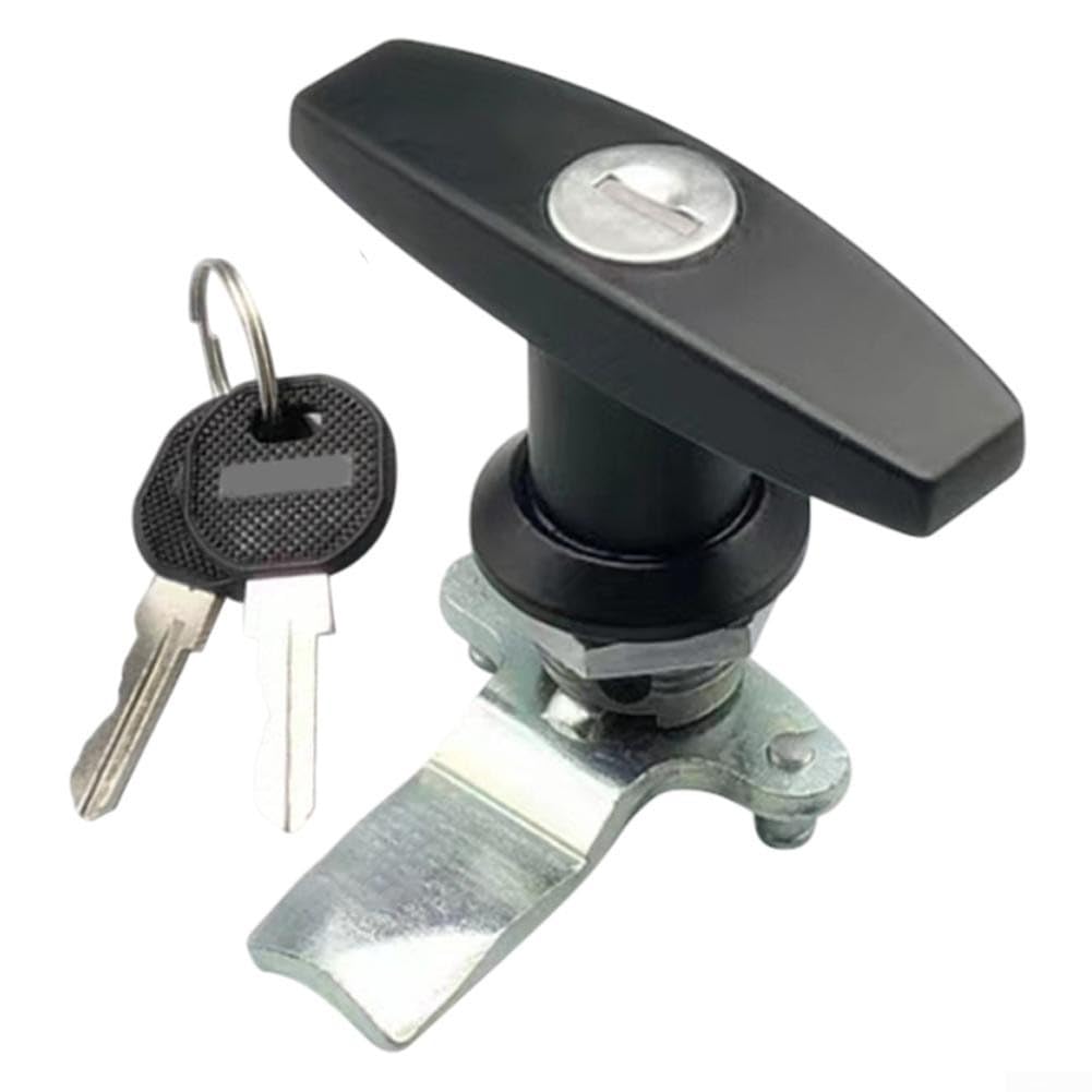 Zinc Alloy T-Handle Lock for Cabinets, Toolboxes & Industrial Equipment - Heavy Duty, Salt Spray Resistant, Key Included (Black/Silver)(Black)