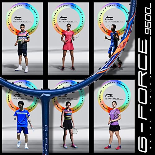 Li-Ning G-Force Extra Strong 9500 Carbon Graphite Badminton Racket (Navy/Orange) With Free Full Cover #TOP5
