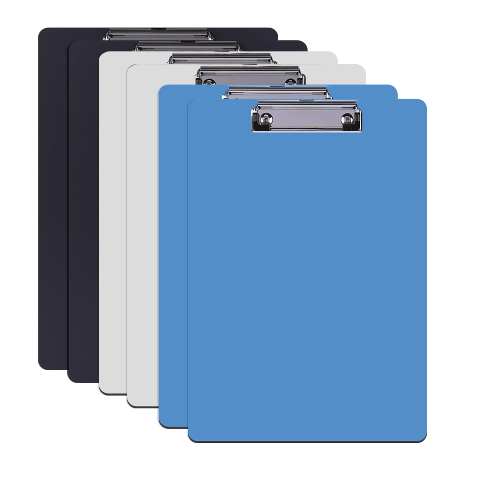 OSLENClipboard A4 6Pcs Plastic Firm Writing Pads 21.7 * 31cm Colourful Clip Boards with Hanging Hole & Metal Clip A4 clipboard for Office Classroom Home Restaurant School Supplies