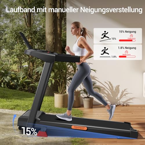 Tapis de Course Pliable Inclinable 9%,Tapis de Marche Inclinable 12KM/H,Treadmill Home avec Moteur 3,0 CV et Affichage LED, Charge Max. 136KG – Image 3