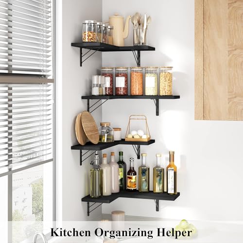 Love-KANKEI-Corner-Wall-Shelf-Set-of-4Solid-WoodBracket165x-11Black-Easy-to-InstallFloating-Wall-Shelves40-LbsshelfFor-Bedroom-Living-Room-Bathroom-Kitchen-OfficeStorage-DisplayWall-Decor