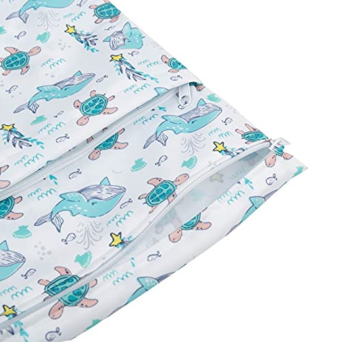 Image of babygoal Wet Dry Bags 3 Pack for Baby Cloth Diapers, Washable Travel Bags, Beach, Pool, Gym Bag for Swimsuits & Wet Clothes with Two Zippered Pockets 3LN17