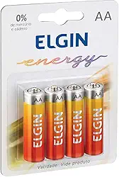 Pilha de Zinco, Elgin, Pequena AA, Blister com 4 Unidades