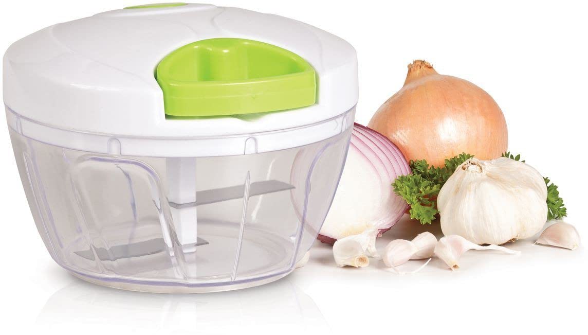 Food Chopper, 550ML Hand-Powered Portable Food Processor, Manual Vegetable Slicer and Dicer, Pull Chop Mechanism Cutter for Garlic, Onion, Vegetable, Salad, Peppe (White)-image-48
