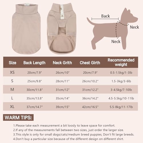 Yaopelky Hunde-Sweatshirt für kleine, mittelgroße Hunde und Katzen, Herbst-T-Shirt, langärmelig, Welpen-Outfit, lässige Hundekleidung für Yorkie, Chihuahua, Größe S (1,5–3 kg), Kaffeefarben