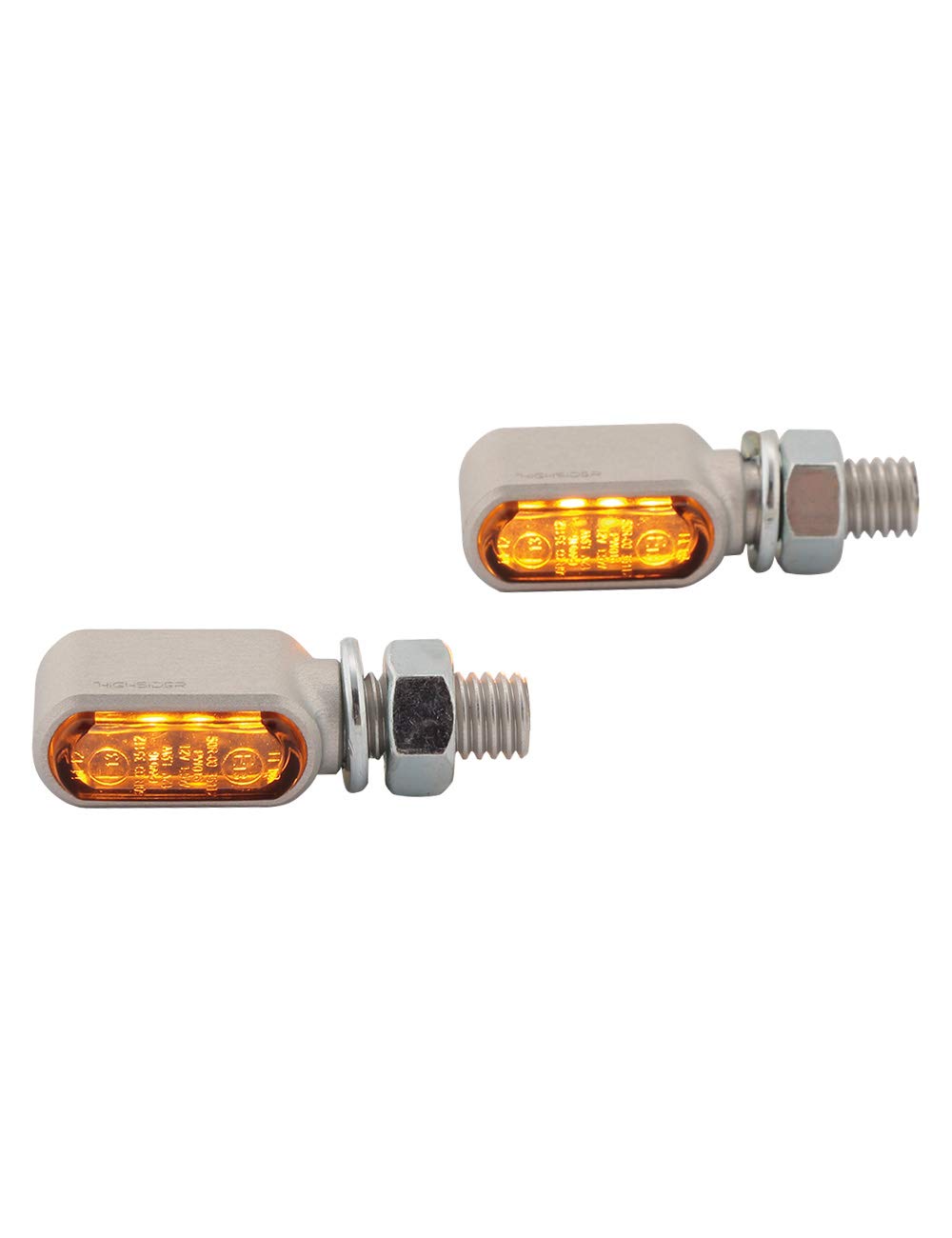 HIGHSIDER Intermitentes LED para motocicleta Little Bronx, certificado E, (2 unidades) (plateado)