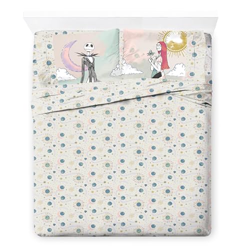Image of Disney Nightmare Before Christmas Full Comforter Set 7 Piece, Multi | Jack Skellington Sally, Bed in a Bag, Comforter Sheets Shams Pillowcases, Soft Microfiber, Machine Washable, Girls Gift