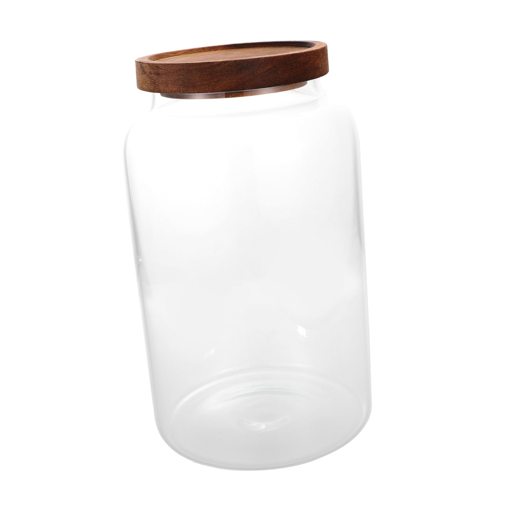 Verschließbares Glas 2, 8l mit Holzdeckel für Lebensmittel | Vorratsglas aus Glas, Flacher Boden, Transparentes Design, für Küche und Tisch, für Tee