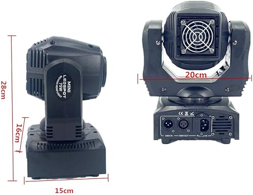 Miniatura 7 de Luces de DJ Luz de cabeza móvil 75W LED Etapa de haz de luz Spot Mini cabeza móvil luz DMX512 con prisma de 3 facetas 8 GOBO 8 Color Wheel Disco