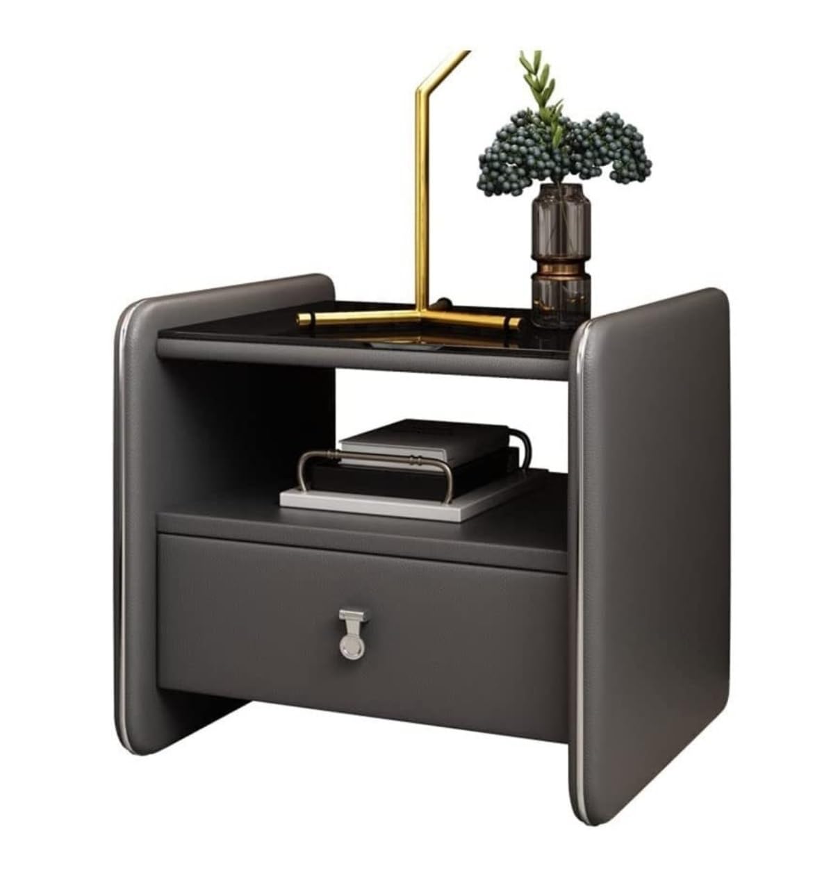 Table de chevet en bois massif JATIBOSH cube de rangement 45x45 cm pour la chambre