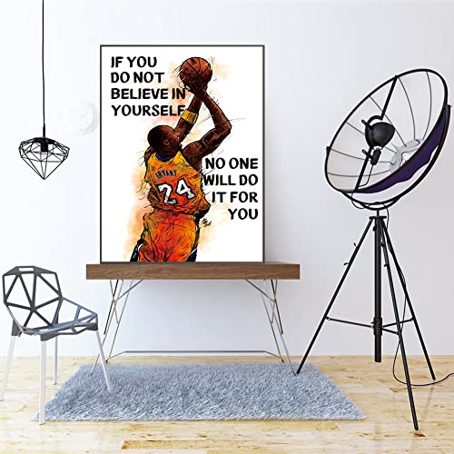 Legendary Basketball Superstar Poster 16 X 24" Wall Art Prints,Mamba Mentality Inspirational Basketball Player Sports Home Decoration，Inspirational Art Poster Picture,Basketball Canvas Painting For Boy's Room Bedroom Home Decor.(Unframed #TOP3