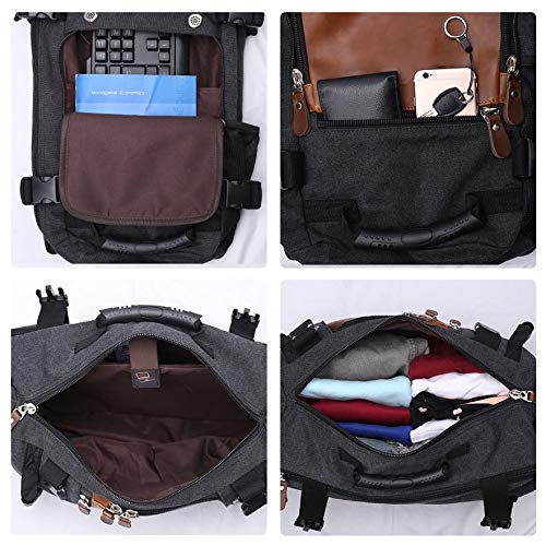 BANGE Mochila de Lona e Couro Multifuncional Impermeável para Camping