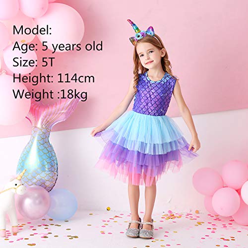 Image of DXTON Toddler Girls Summer Dresses Short Sleeve Tutu Dress for 2-8 Years Girls