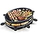Raclette Grill con Piastra Raclette 8 Persone e spatole raclette di legno, Superficie Antiaderente, Controllo Continuo della Temperatura, 1300 Watt, Nero