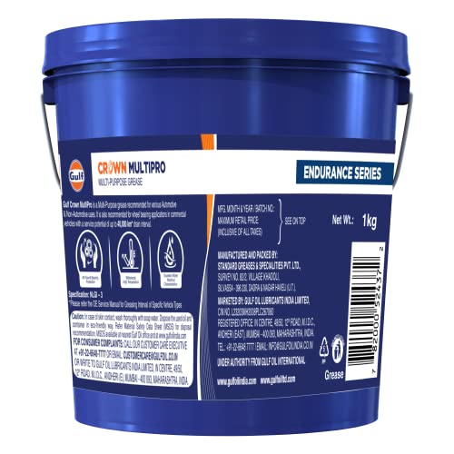 Image of Gulf Crown MULTIPRO ES Grease Endurance Series NLGI-3 | Upto 40 K Km* Drain Interval | Multipurpose Grease [1 Kg] - Pack of 1