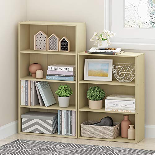 Image of Furinno Pasir 4-Tier Book Shelf with Open Shelf, Light Steam Beech