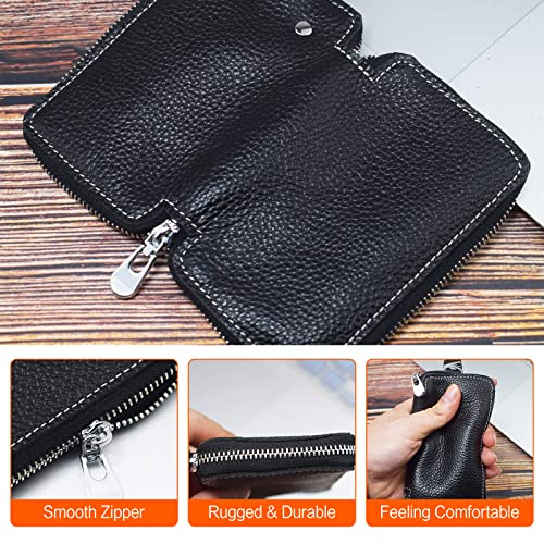 Porrasso Key Case Genuine Leather Car Key Bag Key Pouch Men Portable Card Holder Keychain Wallet With 6 Hook Brown #TOP4