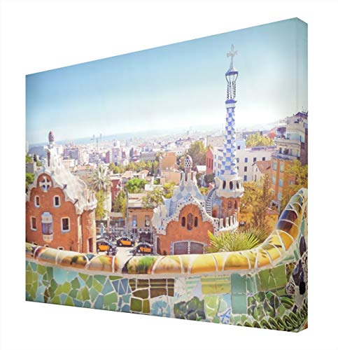Tableau lumineux Park Güell Barcelona 60x80cm cadre décoration murale salon
