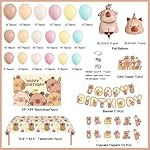 Capybara Birthday Party Decorations - 99pcs Balloons Garland Kit, Capybara Backdrop, Capy Birthday Banner, Tablecloth, Foil Balloons, Capybara Cake and Cupcake Toppers - Image 2