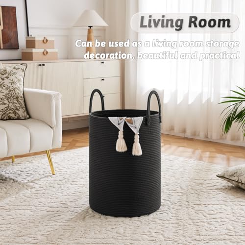 Image of Artfeel Laundry Basket,Woven Cotton Rope Laundry Hamper,40L for Decorative Storage of Dirty Clothes,Toys and Blankets in Bathroom,Baby Room and Living Room
