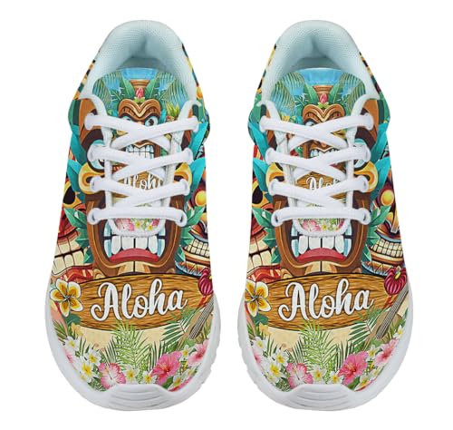 Hawaiian Tiki Luau Party Aloha Shoes for Women Men Trail Running Casual Fashion Sneakers Slip-on Tennis Shoes