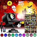 Halloween Projector Lights Christmas Outdoor Decor, 10HD Slides & 10 Colors Ocean Wave Holiday Projector Light with Remote Control, 2-in-1 Waterproof Halloween Projector Lights for Ghost Party Holiday