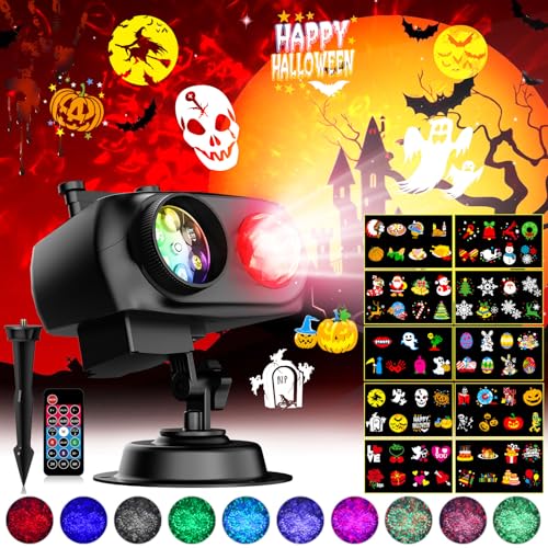 Lacoco SE508 Halloween Projector Lights Christmas Outdoor Decor, 10Hd Slides & 10 Colors Ocean Wave Holiday Projector Light cover