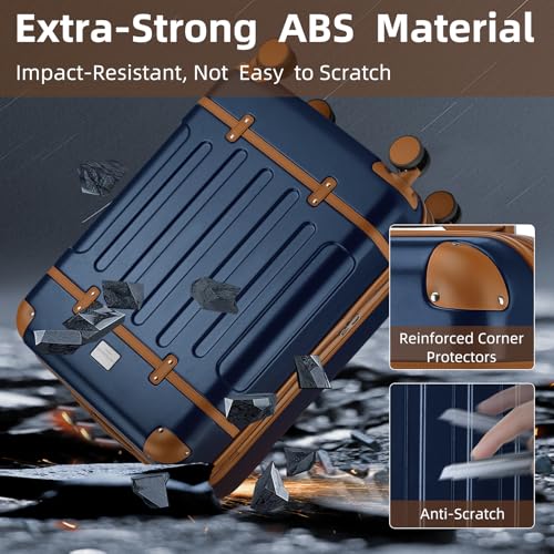 Image of LARVENDER Carry On Luggage 22x14x9 Airline Approved with Spinner Wheels, Expandable 20 Inch Luggage with TSA Lock, Hard Shell Carry On Suitcases for Women Men, Navy Blue