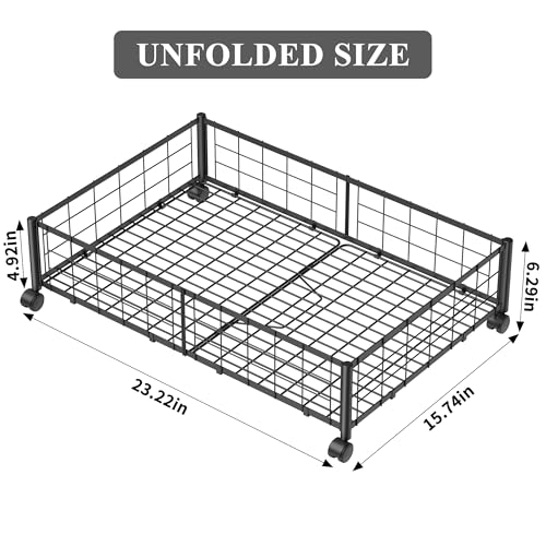 Image of Hleelomi Under Bed Storage with Wheels, 360 Rotating, No-Assembly Underbed Storage Containers, 2PACK