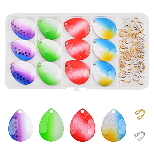 Spinner Blades Fishing Clevis Kit, 120pcs Fishing Blades Spinner Clevis Set Colorado Blades Easy Spin Brass Clevis Fishing Lure Making Accessories for Walleye Rig Spoon Inline Spinnerbaits