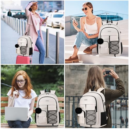 Image of School Laptop Backpack Teens Bookbag: 15.6 Inch Middle High School Backpacks Casual College Back Pack with USB Charging Port Waterproof Travel Book Bag Cute Students Daypack for Kids Girls Boys Women