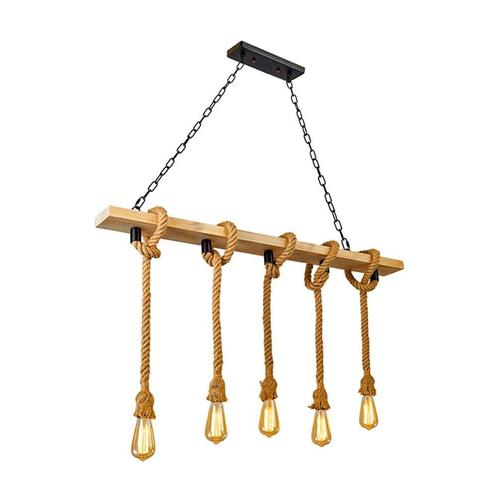 Lustre en corde de chanvre luminaire suspendu bois vintage E27