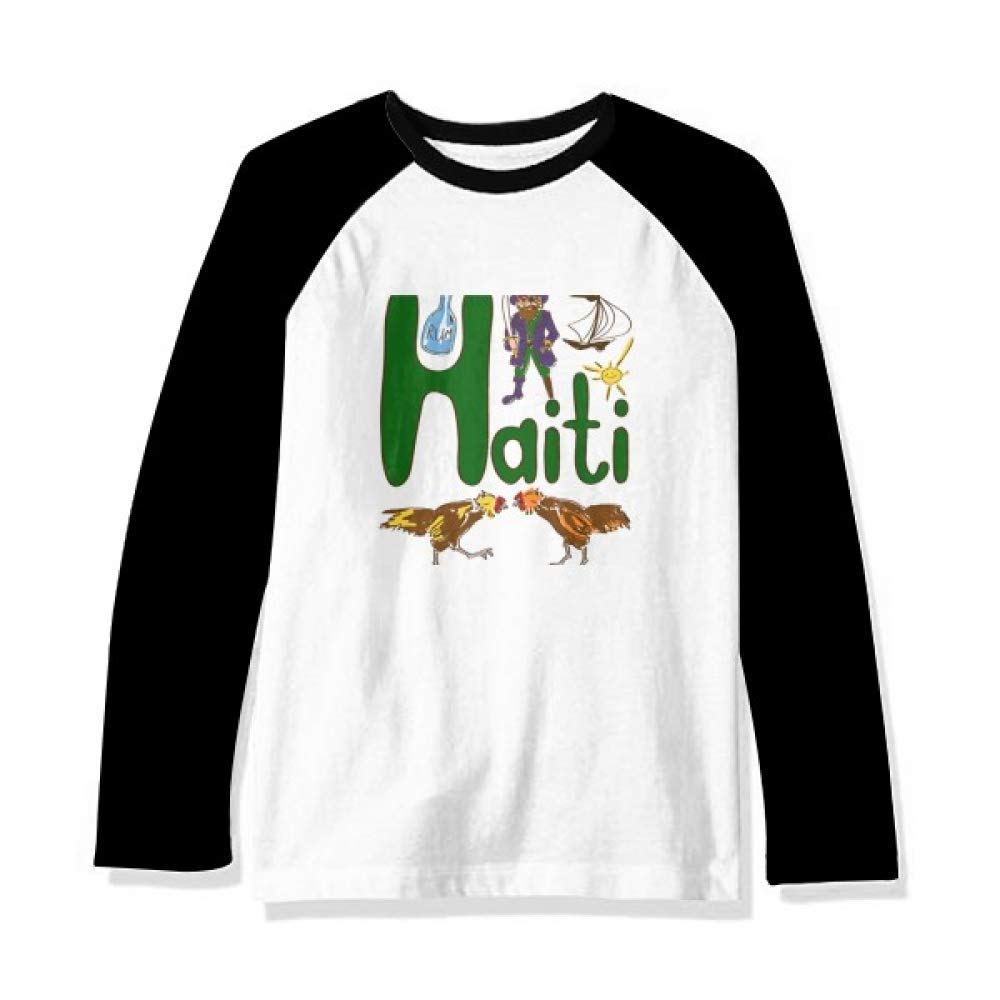 Haiti National Symbol Landmark Pattern Long Sleeve Top Raglan T-Shirt Cloth