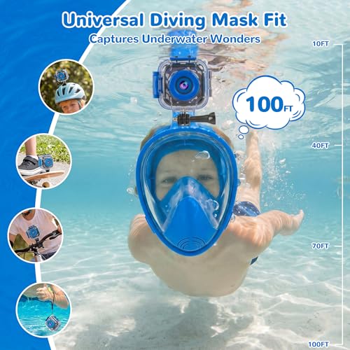 Image of PROGRACE Pool Toy & Kids Underwater Camera - IP68 Waterproof Action Camera for Boys Ages 3-12, 1080P Video, 32GB Card, Mount for Bike & More, Birthday Gift for Diving, Swimming, Riding, Snorkeling