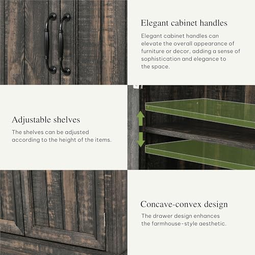 DWVO 71" Tall Kitchen Pantry Cabinet, Farmhouse Freestanding Storage Cabinet with Doors, Drawer and Adjustable Shelves for Kitchen, Living Room, Dining Room, Rustic Dark Oak