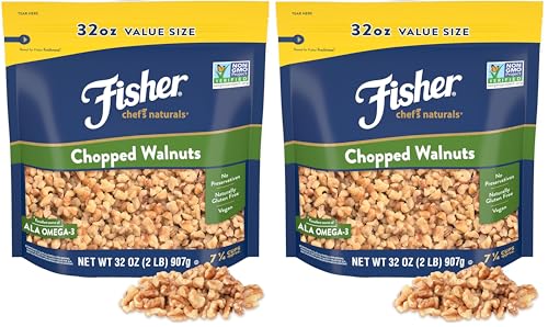 Image of Fisher Chef's Naturals Chopped Walnuts 2 Lb,100% California Unsalted Walnuts for Baking & Cooking, Healthy Snacks for Adults,Resealable Bag, Vegan Protein,Keto Snack, Chopped Nuts,Topping (Pack of 2)