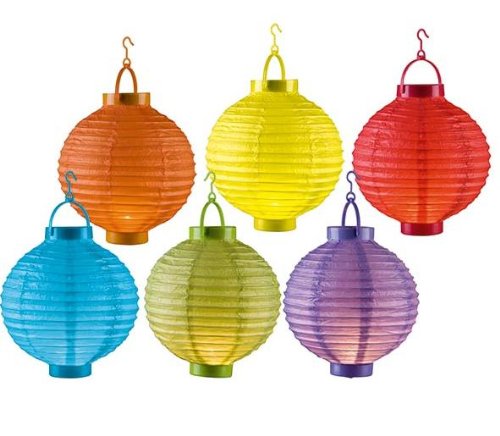 MQ-Power - Linternas de colores (6 unidades, 20 cm, iluminación para el jardín, funcionan con pilas, inalámbricas)